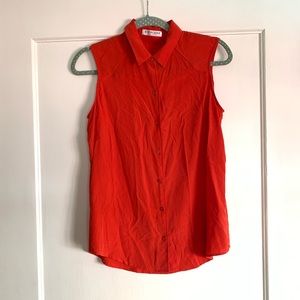 Everlane Red Silk Seeveless Blouse